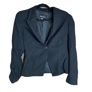 Giorgio Armani Borgo 21 Womans 40 Black Jacket pinstripes missing cuff buttons